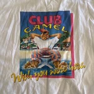 Vtg 90s 1992 Camel Club Member Wish You Were Here Tobacco T-Shirt Size XL